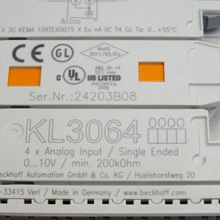 Beckhoff KL3064 analoge Eingangsklemme / Neu OVP - Maranos.de