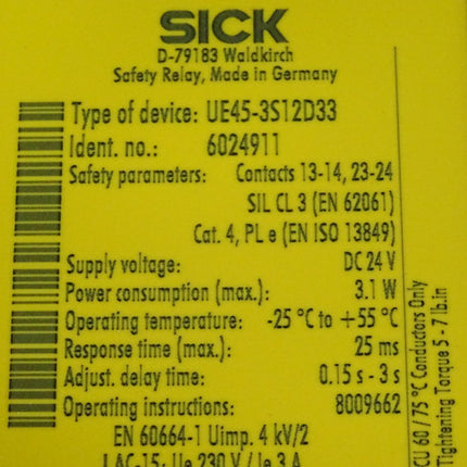 Sick Sicherheitsrelais 6024911 UE45-3S12D33 / Neu OVP versiegelt - Maranos.de