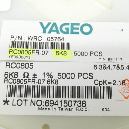 5000x YAGEO RC0805FR-07 / SMD Widerstand RC0805 - 6K8 - Maranos.de
