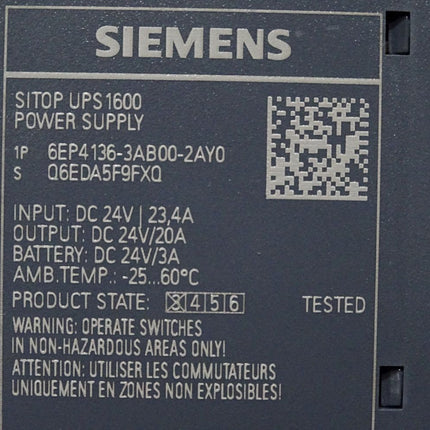 Siemens Sitop UPS1600 Power Supply 6EP4136-3AB00-2AY0 6EP4 136-3AB00-2AY0 - Maranos.de