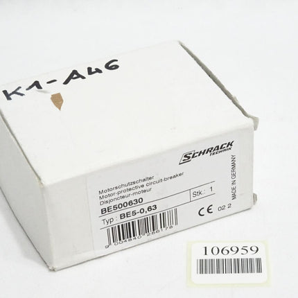 Schrack Motorschutzschalter BE500630 BE5-0,63 / Neu OVP - Maranos.de