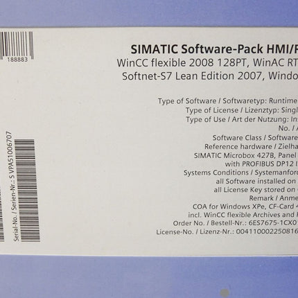 Siemens 6ES7675-1CX01-0DF0 / 6ES7 675-1CX01-0DF0 Software-Pack HMI/RTX DP / Neu OVP - Maranos.de