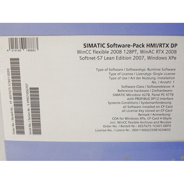 Siemens 6ES7675-1CX01-0DF0 / 6ES7 675-1CX01-0DF0 Software-Pack HMI/RTX DP / Neu OVP - Maranos.de