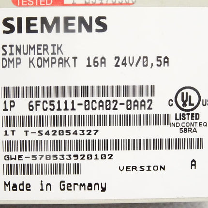 Siemens Sinumerik 6FC5111-0CA02-0AA2 Version A - Maranos.de