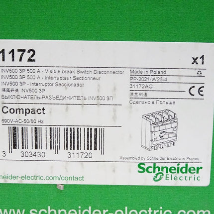 Schneider Electric 31172 / INV500 3P 500A / Visible break Switch Disconnector / Neu OVP - Maranos.de