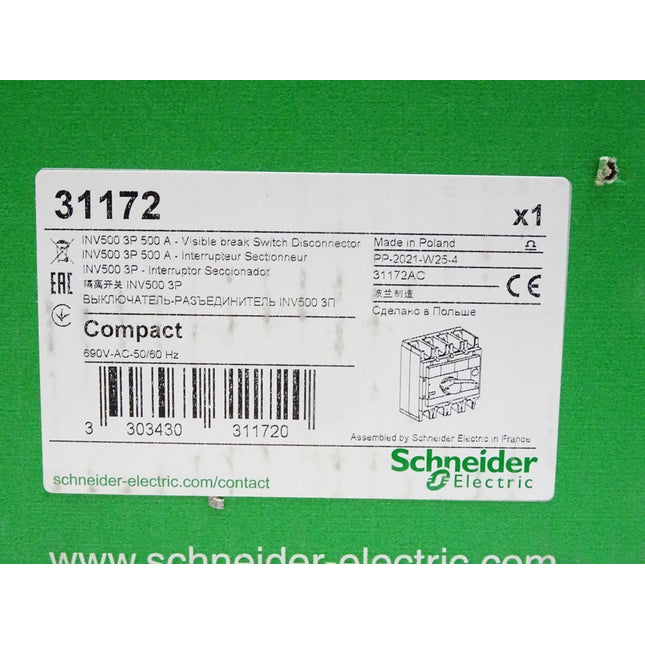Schneider Electric 31172 / INV500 3P 500A / Visible break Switch Disconnector / Neu OVP - Maranos.de