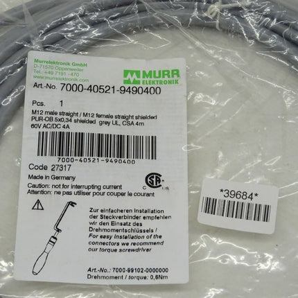 Murr Elektronik 7000-40521-9490400 / M12 Code 27317- NEU - Maranos.de