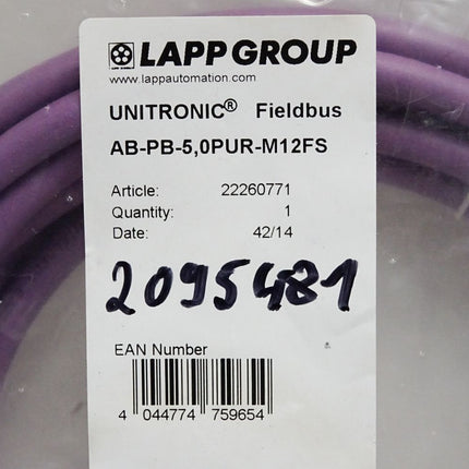 Lapp Kabel AB-PB-5,0PUR-M12FS UNITRONIC® Fieldbus 22260771 / Neu OVP - Maranos.de