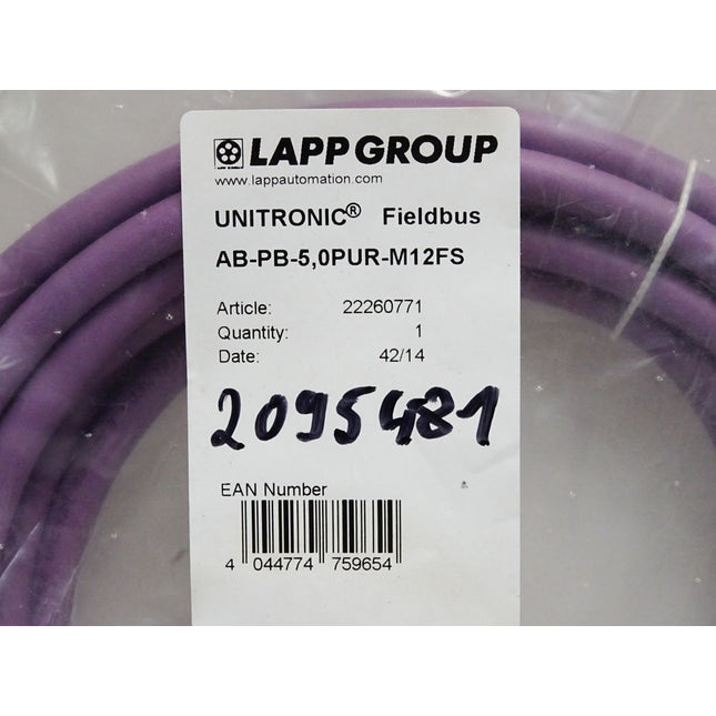 Lapp Kabel AB-PB-5,0PUR-M12FS UNITRONIC® Fieldbus 22260771 / Neu OVP - Maranos.de