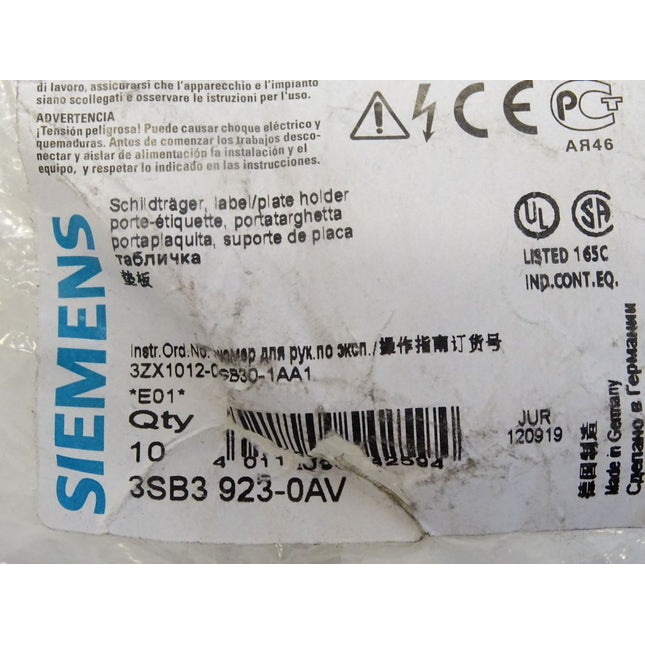 Siemens Schildträger 3SB3923-0AV / Inhalt : 10 Stück / Neu OVP - Maranos.de