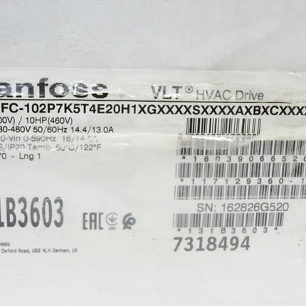 Danfoss 131B3603 VLT HVAC Drive 7.5kW FC-102P7K5T4E20H1 / Neu OVP - Maranos.de