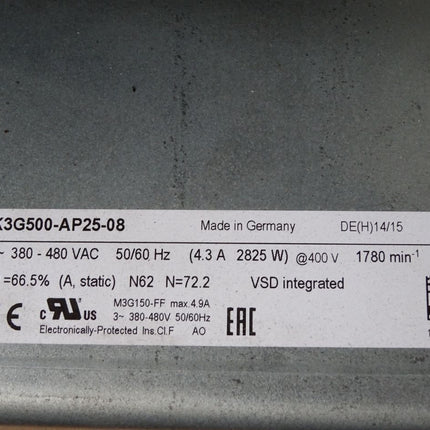 Ebm-papst Lüfter R3G500-AP25-01 3 Phase 380-480VAC 4.3 A 2825W 1780min-1 K3G500-AP25-08 - Maranos.de