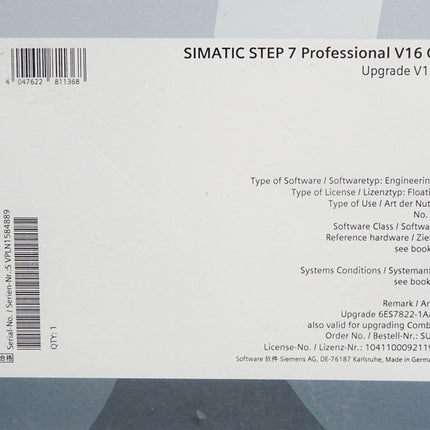 Siemens SUS-190225 Siemens Simatic Step 7 Professional V16 Combo Upgrade V15 > V16 / Neu OVP - Maranos.de