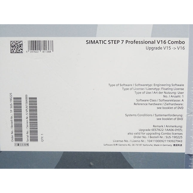 Siemens SUS-190225 Siemens Simatic Step 7 Professional V16 Combo Upgrade V15 > V16 / Neu OVP - Maranos.de