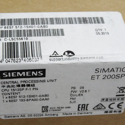 Siemens ET200SP CPU1512SP F-1 PN 6ES7512-1SK01-0AB0 6ES7 512-1SK01-0AB0 Neu OVP versiegelt - Maranos.de
