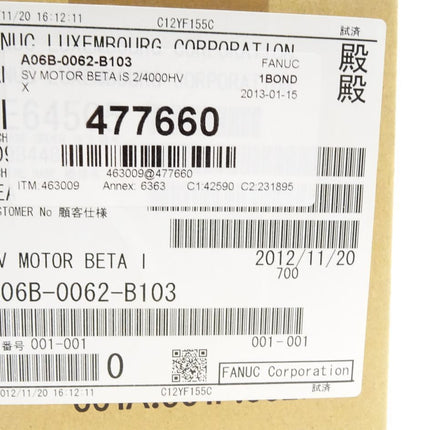 Fanuc A06B-0062-B103 / Servomotor BETA iS 2/4000HV / Neu OVP - Maranos.de