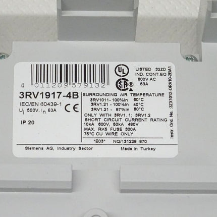 Siemens 3RV1917-4B /  3RV1 917-4B E:03 Sammelschiene  Neu-Ovp - Maranos.de