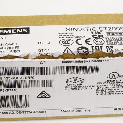 Siemens ET200SP Base Unit 6ES7193-6BP20-0BF0 6ES7 193-6BP20-0BF0 Neu OVP - Maranos.de