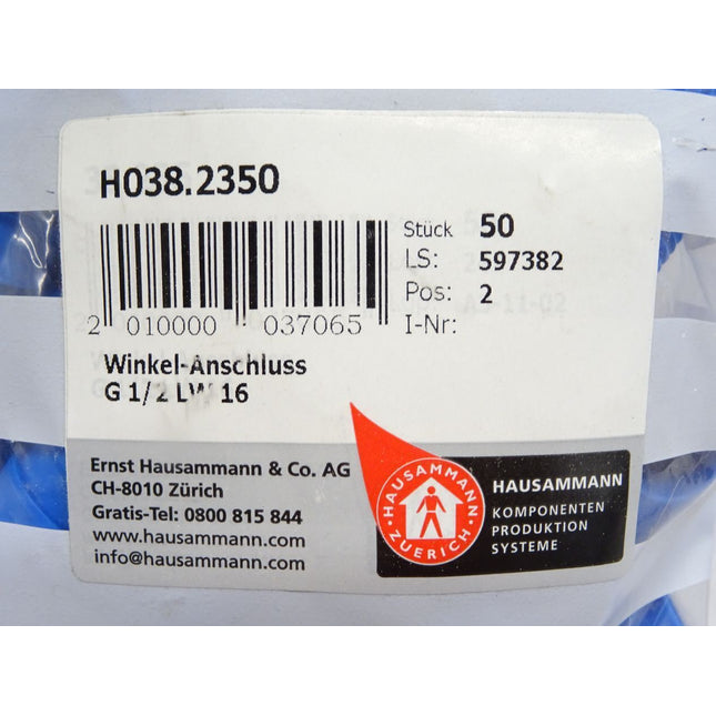 Hausammann H038.2350 Winkel-Anschluss G1/2 LW16 / Inhalt:50Stück / Neu OVP - Maranos.de