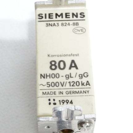 Siemens Sicherung 3NA3824-8B 80A NH00 gL/gG 500VAC 120kA - Maranos.de