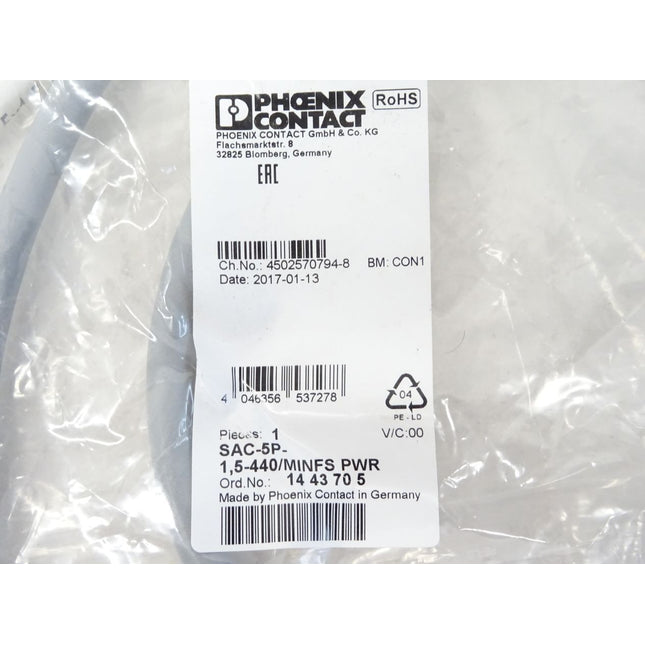 Phoenix Contact 1443705 / SAC-5P-1,5-440/MINFS PWR / Neu OVP - Maranos.de