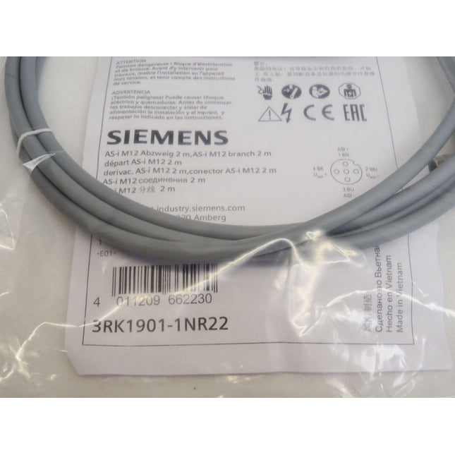 Siemens 3RK1901-1NR22 AS-Interface M12 Abzweig 2m Kabel / Neu OVP - Maranos.de