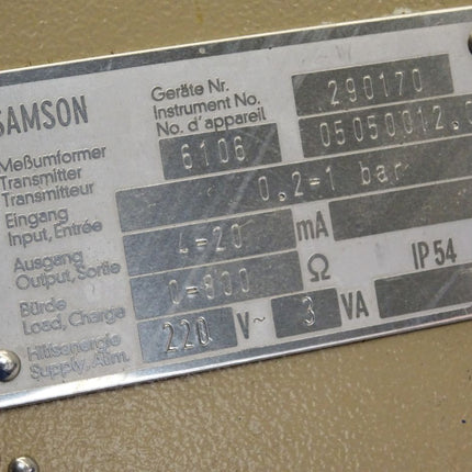Samson Meßumformer 6106 05050012.00 0.2-1bar 4-20mA 0-800Ohms - Maranos.de