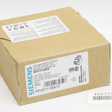 Siemens Leistungsschalter 3RV2011-0GA15 / Neu OVP - Maranos.de
