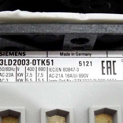 Siemens 3LD2003-0TK51 Lasttrennschalter 3LD / Unbenutzt - Maranos.de