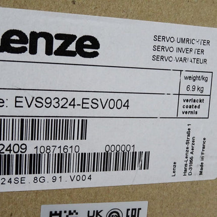 Lenze Servo Umrichter 1.5kW 13462409 EVS9324-ESV004 33.9324SE.8G.91.V004 EVS9324-ES safe standstill / Neu OVP versiegelt - Maranos.de