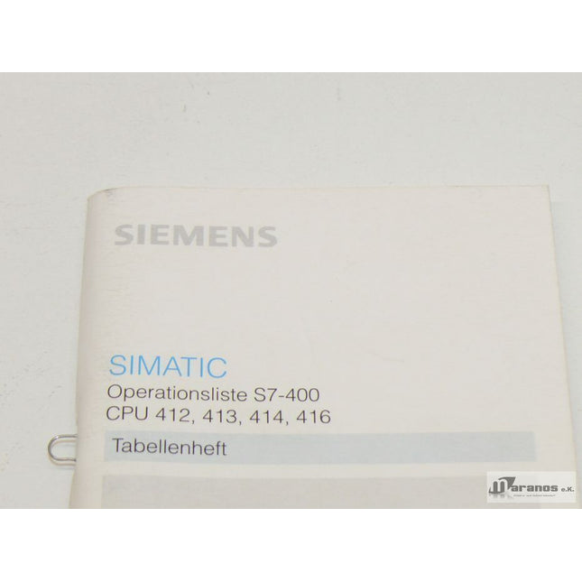 Siemens Simatic S7-400 Tabellenheft C79000-K7000-C403-02 - Maranos.de
