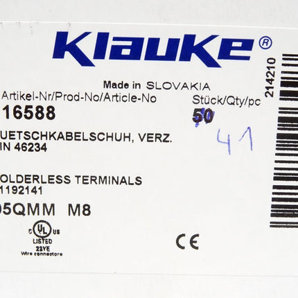 Klauke Quetschkabelschuh 16588 / Inhalt : 41 Stück / Neu OVP - Maranos.de