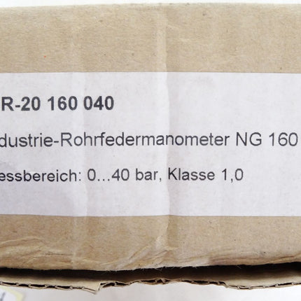 Hagelschuer Rohrfedermanometer EN837-1 / 0...40bar / MR-20 160040 / Neu OVP - Maranos.de