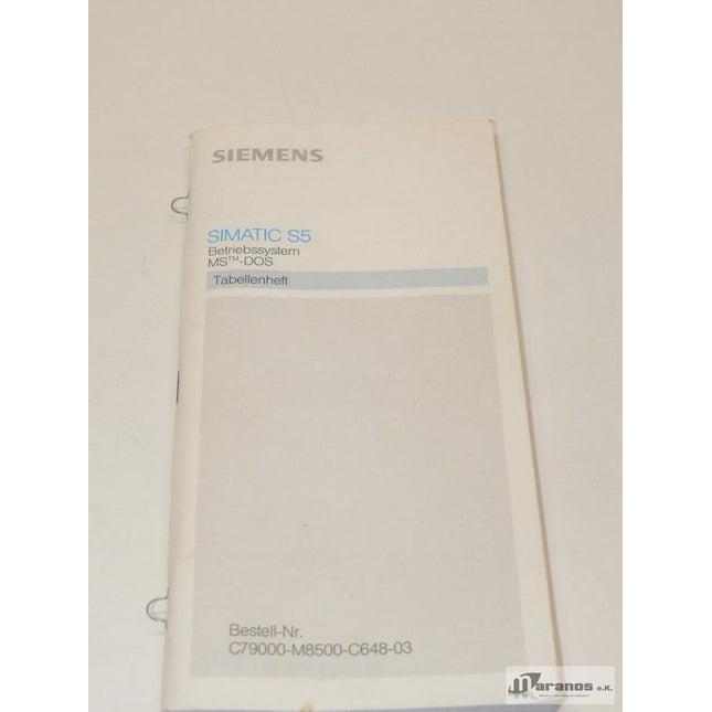 Siemens Simatic S5 Tabellenheft C79000-M8500-C648-03 - Maranos.de