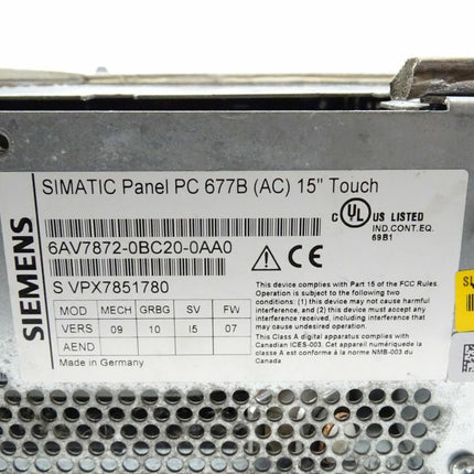 Siemens 6AV7872-0BC20-0AA0 Simatic 6AV7 872-0BC20-0AA0 Panel PC 677B - Maranos.de