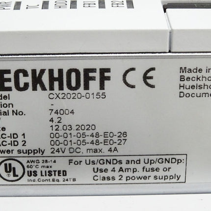 Beckhoff CPU-Grundmodul CX2020-0155  + Netzteilmodul CX2100-0004 - Maranos.de