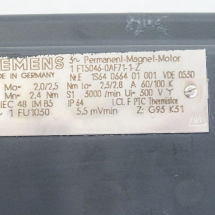 Siemens Permanent-Magnet-Motor 1FT5046-0AF71-1-Z 3000/min + Alpha SP75-M1-10 - Maranos.de