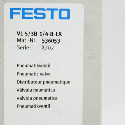 Festo 536053 VL-5/3B-1/4-B-EX Pneumatikventil / Neu OVP - Maranos.de