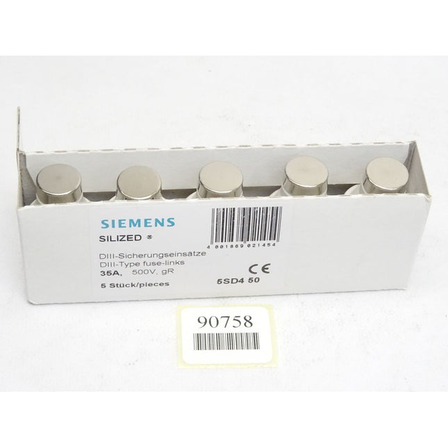 Siemens Silized DIII-Sicherungseinsätze 35A / 5SD450 / Inhalt : 5 Stück / Neu OVP - Maranos.de