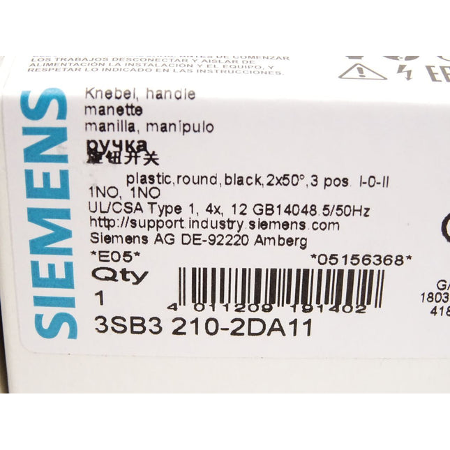 Siemens Knebel schwarz 3SB3210-2DA11 / Neu OVP - Maranos.de
