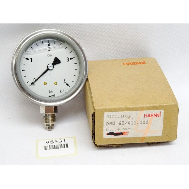 Haenni Manometer 0121.1014 DRO 63/411.111 0...4bar / Neu OVP - Maranos.de