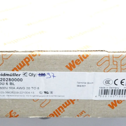 Weidmüller 1020280000 WDU 6 BL Durchgangs-Reihenklemme / Inhalt:97 Stück / Neu OVP - Maranos.de