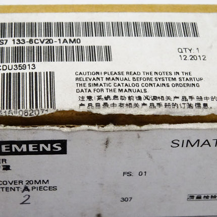 Siemens Abdeckung 6ES7133-6CV20-0AM0 / Inhalt : 2 Abdeckung / ET200SP BU-Cover / Neu - Maranos.de