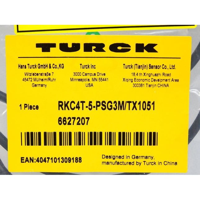 Turck Actuator and Sensor Cable RKC4T-5-PSG3M/TX1051 6627207 / Neu OVP - Maranos.de