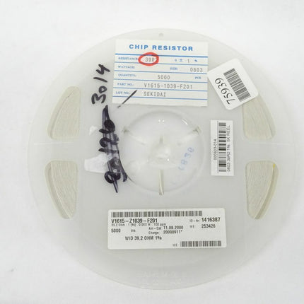 5000x SEKIDAI SMD 39R2 / 0603 / V1615-1039-F201 Widerstände - Maranos.de