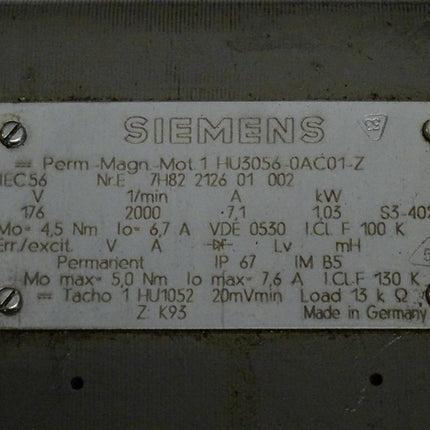 Siemens 1HU3056-0AC01-Z Permanent Magnet Motor 1,03kW / 2000Rpm / 1 HU3056-0AC01-Z - Maranos.de