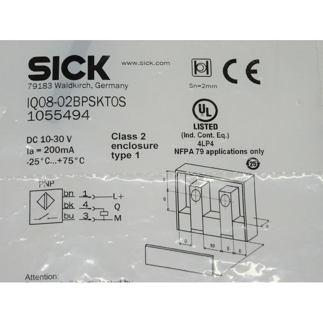 Sick IQ08-02BPSKTOS Induktiver Nährungssensor 1055494 Neu-versiegelt - Maranos.de