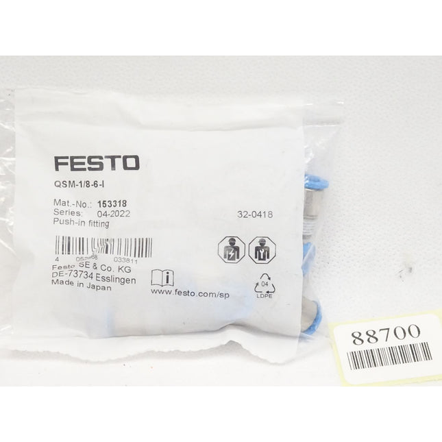 Festo QSM-1/8-6-I / 153318 / Inhalt : 10 Stück / Push-in fitting / Neu OVP - Maranos.de