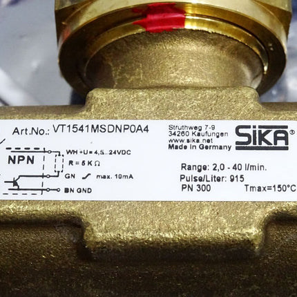 Siba Axialturbinen-Durchflusssensor VT1541MSDNP0A4 / Neu - Maranos.de
