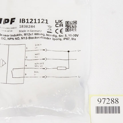 Ipf electronic Sensor Induktiv IB121121 / Neu OVP - Maranos.de